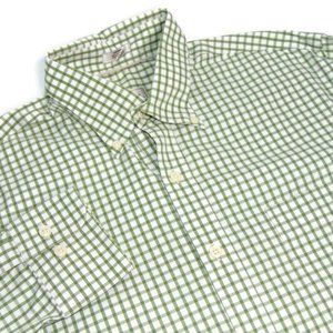 Peter Millar Men's Medium Dress Shirt button Down Green Check Nanoluxe